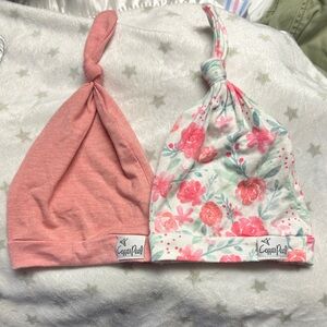 Copper Pearl- Pink and Floral Baby Knot Hats